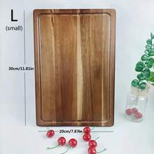 1 件装高品质红木砧板，带导流槽 - 双面圆形凹槽设计，乡村风格厨房用具，经久耐用，易于清洁，多用途砧板，适用于奶酪、蔬菜、肉类、面包、水果、坚果、牛排、寿司等，家用厨房、餐厅均适用，易于清洗，圣诞节装饰