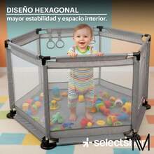 Corral Bebe Infantil Hexagonal Gimnasio De Juegos 135x64cm - Azul - Ver 5