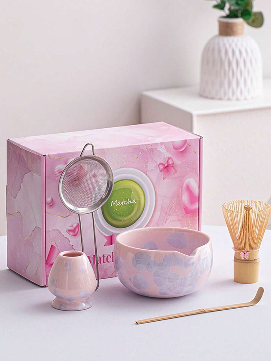 Bộ ấm trà Matcha Nhật Bản, màu hồng phấn, kiểu dáng nữ tính, men trong suốt, hộp quà tặng sang trọng, thích hợp làm quà tặng Giáng sinh, Ngày lễ tình nhân, Lễ Tạ ơn và các ngày lễ khác, quà tặng cho bạn gái, sinh nhật, sử dụng tại nhà và làm quà tặng. - Nhiều màu - Xem 1
