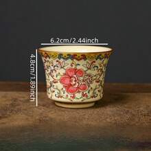 汝窑莲花缠绕茶杯，单杯，客用陶瓷主杯，茶杯，水杯 - 彩色 - 查看 6