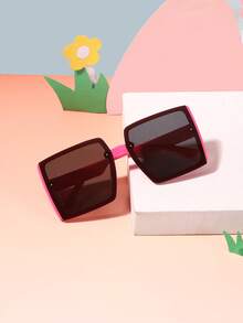 1PC Boy's And Girl's 8-14Y Polycarbonate Square Large Frame Cool Personalized Fashion Slasses, Outdoor Street Snap Sun Protection Outfit, With Glasses Box - Multicolor - View 7