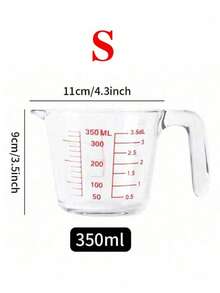 1pc Heat-Resistant Glass Measuring Cup With Precise Markings And Handle, Multipurpose Large Capacity Stackable Storage, Suitable For Coffee, Eagle Beak Design For Easy Pouring, Transparent Container Baking Measuring Tool, Multifunctional Kitchen Utensil For Baking, Milk, Water And Flour - Transparent - View 12