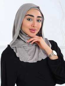 1 Peça Balaclava Feminina de Cor Sólida, Máscara de Esqui, Aquecedor de Pescoço, Faixa de Cabeça Elástica, Turbante, Respirável, Confortável, Elástica, Aba Larga, Absorvente de Suor, Antiderrapante, Multifuncional, Acessório Esportivo, Lenço de Moda Minimalista, Capuz e Faixa de Cabeça Combinando em Um - 2 em 1 - Visão 3