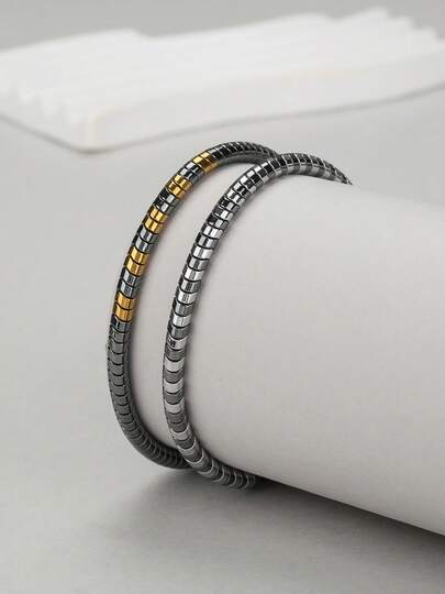 Vòng tay hạt đá Hematit tối giản Ins dành cho nam, thiết kế phối màu thời trang, họa tiết hình học, phụ kiện trang sức, quà tặng bạn trai.