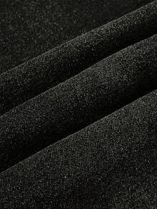 Women's Large-Size Black Micro-Flared Jeans: Slim Fit, With Geometric Pattern Embroidery On The Back Pocket And Frayed Hem At The Bottom. This Retro-Style, Elegant And Mature Style Is Suitable For All Seasons And Is A Women's Large-Size Denim Item. - 黑色 - 查看 6