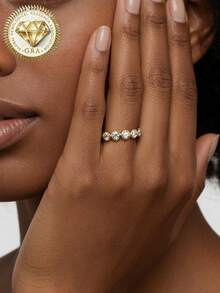 1pc Women's Engagement Ring, 5-Row Bubble Round Ring, 2g S925 Sterling Silver, 0.5 Carat Moissanite, Bohemian, Cute, Engagement, Proposal, Wedding Anniversary, Valentine's Day Gift, Comes With Moissanite Certificate And Elegant Gift Box - 0.5ct Moissanite - View 5