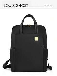 Ba lô đựng laptop chống nước bằng vải Oxford dành cho nữ, kiểu dáng thường ngày, màu trơn, thích hợp cho nữ giới, học sinh, nhân viên văn phòng, đi làm, đi học, công tác, du lịch. - màu đen - Xem 2