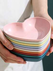 11/5/1pc, Plastic Heart-Shaped Dinner Plates, Fruit Plates, Dessert Plates, Cake Plates, Snack Plates, Chips Plates, Kitchen Supplies, Kitchen Supplies - Multicolor - View 2