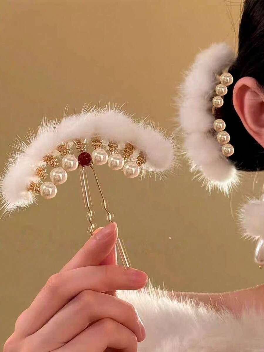 Kẹp tóc nữ thanh lịch, tối giản, màu trắng nhung hình chữ U, thích hợp sử dụng hàng ngày, ở nhà, trường học, bãi biển, văn phòng, tiệc tùng, kỳ nghỉ, sinh nhật, tựu trường, phong cách sinh viên, năm mới, Ngày Valentine, Ngày của Mẹ, đám cưới, lễ hội âm nhạc, mùa thu/đông, kẹp càng cua, kẹp tóc, ghim cài tóc. - Nhiều màu - Xem 1