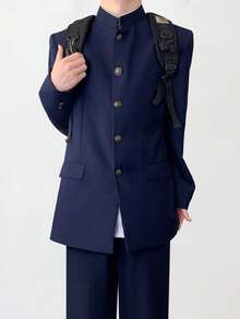 El Uniforme Tradicional Japonés Gakuran | Conjunto Completo de Etiqueta Escolar para Chicos, Inspirado en la Iconica Chaqueta de Cuello Alto - Traje azul marino (chaqueta de solapa + pantalón) sin insignias - Ver 12