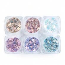 一套6颗彩虹色六边形亮片，适用于环氧树脂，闪亮美人鱼造型大亮片，树脂流动砂填充剂，可用于装饰用途，是圣诞礼物和各种项目的理想之选。 - 彩色 - 查看 10
