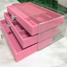 CAJA PARA JOYAS MAQUILLAJE , CUBIERTA DE ACRILICO 3 CAJONES - Multicolor - Ver 8