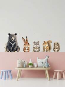 Animal Bear Rabbit Hamster Hedgehog Pattern Self-Adhesive Wall Paper PVC For Bedroom Living Room Decor Spring Refreshment Fashionable New - Multicolor - View 5