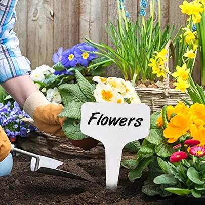 100pcs Reusable T-Shape Garden Labels, Made Of Waterproof Plastic, Easy To Write On Surface, Suitable For Outdoor And Indoor Gardens