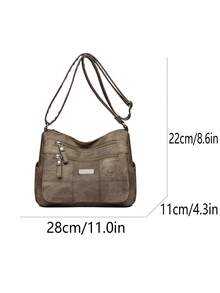 Túi đeo vai nữ tối giản thời trang, kiểu dáng độc đáo, chống thấm nước và chống trộm, dung tích lớn, đa chức năng, phù hợp cho mua sắm, làm quà tặng, du lịch và sử dụng ngoài trời. - màu nâu - Xem 6