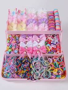 871个女孩多色网纱蝴蝶结发夹，可爱公主风发饰，弹性耐用不伤发，发圈，发夹，发卡，适合日常佩戴和返校季 - 彩色 - 查看 1
