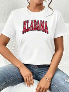 Camiseta con estampado gráfico para mujer, tejido de alta calidad, ajuste cómodo, hip-hop callejero, estampado llamativo. - Blanco - Ver 1