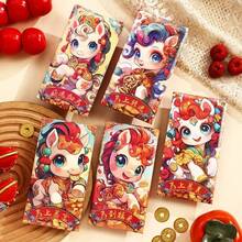 6个/包 中国新年红包（随机款式），中国风卡通春节红包，贺卡红包，可作墙面装饰，可装贺卡、票券、信件 - 彩色 - 查看 9