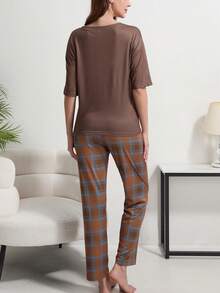 女士夏季睡衣套装，休闲舒适家居服 - 彩色 - 查看 2