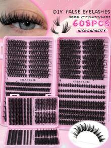 544/608 Mixed Density False Eyelash Clusters, Density Ranging From 10D To 100D, Various Mixed Styles For DIY, D-Curl Curling, Single Lash Length 10-18mm, Ultra-Lightweight & Durable 3D Dense Segmented False Eyelash Clusters, Fluffy Lash Extension, DIY Segmented Lash Tool Kit Includes Tweezers, Lash Glue And Lash Brush. 2026 Special Edition, Create Natural Makeup - Multicolor - View 5