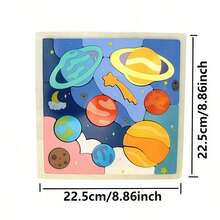 8 Planets Wooden Jigsaw Puzzle For Kids - Multicolor - View 8