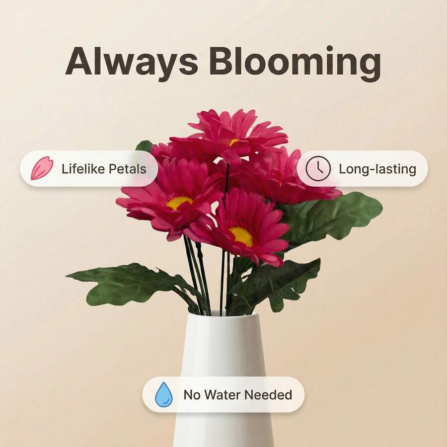 1 ramo de 7 grandes crisantemos artificiales, crisantemos de seda, ramo de margaritas simuladas vibrantes, la opción perfecta para la decoración del hogar y la boda de primavera, adecuado para la oficina, el hogar, la cocina, el balcón y la decoración del jardín - Multicolor - Ver 1