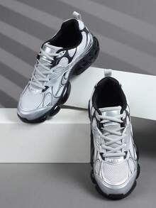 Low Top Men's Sports Shoes Sneakers Men Casual Running Shoes Jogging Shoes Male Walking Shoes Daily Fashionable Footwear Tennis Streetwear - Grey - View 3