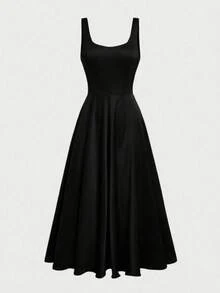Elegant Casual Romantic Charming Fitted A-Line Dress, Suitable For Daily Wear, Dates, Valentine's Day - Black - View 7