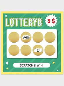 300张2英寸圆形刮刮贴纸，自粘式彩票刮刮卡，DIY生日派对礼品，金色 - 金色 - 查看 5