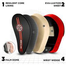 Guantes de Boxeo, Manoplas Curvas para Entrenamiento de precisión, Cuero sintético de Primera Calidad para Golpes Rectos y Ganchos, Correa Ajustable y ventilada, Ideales para Muay Thai. - Rojo y negro - Ver 4