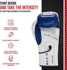 Thai Boxeo Kickboxing Muay Thai Guantes de Entrenamiento Sparring de Boxeo Guantes - Azul/blanco - Ver 3