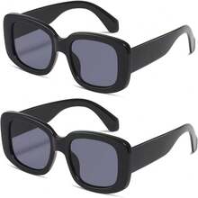 1pcNew 2026kimorn Rectangular Sunglasses For Men And Women Fashion Retro Fashion Sunglasses 90s Retro UV 400 Protective Square Frame K1200 - Black Frame Grey Lens+ Frame Grey Lens - View 37