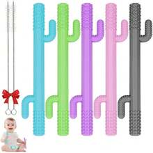 Palitos de Dentición para Bebés, Juguete Tubos Huecos Multicolores Mordedores de Silicona Alivio Sensorial de la Dentición para Regalo de Bebés y Niños Pequeños de 3 a 36 Meses,40920899 - Multicolor - Ver 1