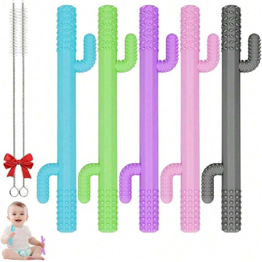 Palitos de Dentición para Bebés, Juguete Tubos Huecos Multicolores Mordedores de Silicona Alivio Sensorial de la Dentición para Regalo de Bebés y Niños Pequeños de 3 a 36 Meses,40920899 - Multicolor - Ver 1