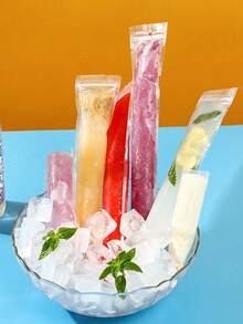 50/100pcs Transparent Disposable Ice Pop Bags, Home Ice Pop Mold, Sealable, Cold-Resistant, For Juice, Soda, Fruit, Freezing - Multicolor - View 4