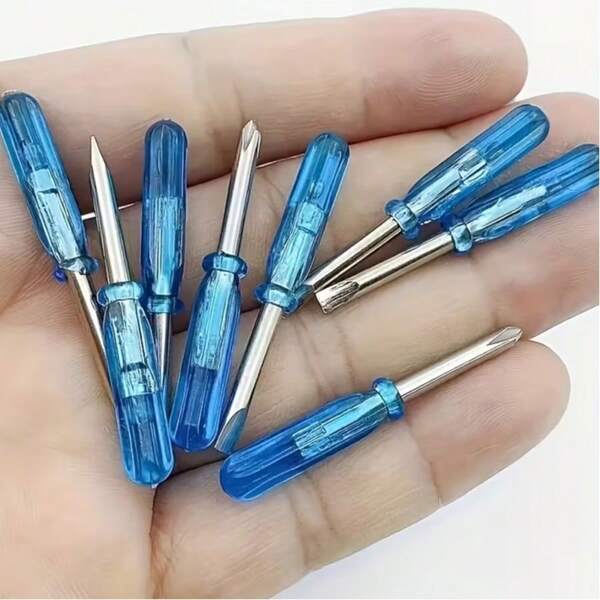 7 قطع مجموعة مفكات صغيرة، مناسبة لإصلاح الألعاب وال- DIY - مفكات رأس مسطح صغيرة، مصنوعة من مواد بلاستيكية ومعدنية، مصممة للهواة وممارسة الأعمال اليدوية (لا يتطلب كهرباء)