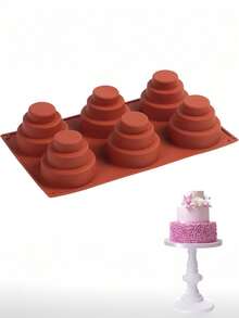 6-Cavity Mini 3-Tier Silicone Cake Mold, Multi-Layer Cupcake Muffin Mousse Mold, DIY Round Cupcake, Cake, Pudding, Cookie, Chocolate, Jelly, Muffin Baking Mold, Non-Stick Bakeware - Multicolor - View 1