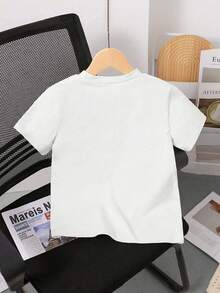 Disney White Background Mickey Mouse Color-Blocked Sunglasses Pose Vertical Letter Print Kids' Short Sleeve T-Shirt - Vibrant And Playful Casual Top - White - View 4