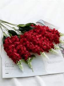 MEHELANY 2支/1支 - 29.2英寸勃艮第酒红色飞燕草人造丝花长茎风信子假喇叭花，适用于婚礼、家居、户外派对花艺布置、餐桌摆饰、花园、酒店柜台、厨房壁炉花瓶装饰、春季情人节、母亲节派对用品、DIY拱形花环装饰、女孩女士教师礼物 - 酒紅色 - 查看 5