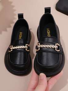 1双玛丽珍鞋，英伦风方跟珍珠乐福鞋，2026新款时尚舒适平底鞋，儿童款 - 黑色 - 查看 4