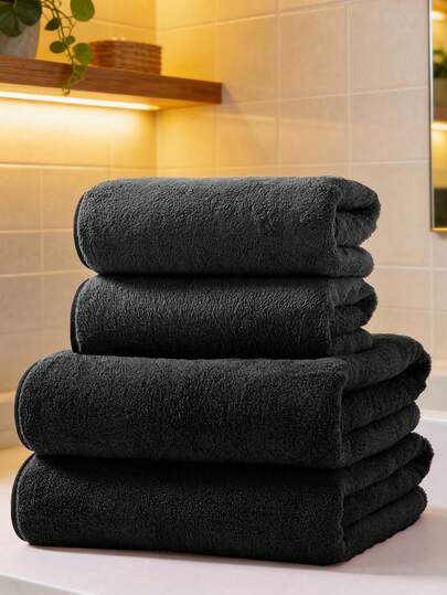 1pc/2pcs/4pcs Coral Fleece Solid Color Soft Absorbent Non-Shedding (Thin & Light) Convenient Unisex Quick-Dry Hair Towel, Hand Towel, Face Towel, Bath Towel, Blanket, Nap Blanket - 34*75cm Towel 1pc Or 70*140cm Bath Towel 1pc Or 40*80cm Oversized Towel 1pc Or 90*170cm Oversized Bath Towel 1pc Bathroom Decor