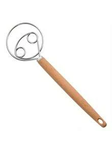 Stainless Steel Danish Dough Mixer With Wooden Handle, Multifunctional Manual Mixer Suitable For Bread, Pastry And Cake Baking, Kitchen Tool - Multicolor - View 5