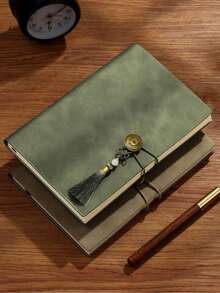 1本A5复古哑光PU皮革加厚笔记本 - 商务办公会议记事本，复古风格商务工作日志，触感便携皮革文具，适合商务和学习使用 - 彩色 - 查看 11