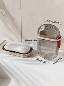 这款透明旅行皂碟配有可拆卸沥水层，防止漏水。这款便携式皂盒适合旅行、露营和健身房使用，方便携带。 - 彩色 - 查看 2