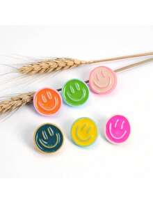 6pcs/12pcs Random Face Decorative Push Pins, Cute Bulletin Board Pins, Cork Board, Office Organization Or Home Decor Pins - Multicolor - View 11