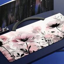 Um Mouse Pad com Padrão Floral Rosa, Lavável, com um Design de Flor em Estilo Boêmio. - Tapete de Teclado e Mouse de Tamanho Grande, Pode Ser Usado como Protetor de Mesa, Tapete de Estudo ou Tapete de Teclado. Múltiplos Tamanhos Disponíveis, 15,7*35,4 Polegadas (40*90 Cm). Presente de Aniversário e Feriado Ideal - Este Tapete de Teclado de Computador e Laptop é Adequado para Jogadores, Trabalhadores de Escritório e Estudantes. - Multicolorido - Visão 7
