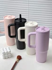 30oz/20oz Vacuum Insulated Tumbler - 24hr Cold, 12hr Hot, FDA Certified 304 Stainless Steel, Leak-Proof Lid With Foldable Straw, Suitable For Gym/Car/Office, Matte Finish - Matte Black - View 5