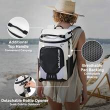 Mochila térmica aislada a Prueba de Fugas, 33/45 latas, 2 Compartimentos aislados, Bolsa térmica portátil, Ligera, para Viajes en la Playa, Camping, Almuerzo para Hombres y Mujeres - Blanco y negro - 33 latas - Ver 6