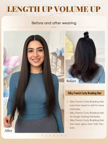 3pcs Brown 22-Inch Heat Resistant Synthetic Fiber Hair Clips & Ties, Suitable For Women Party And Daily Use - Brown - View 8