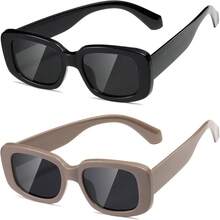 1pcNew 2026kimorn Rectangular Sunglasses For Men And Women Fashion Retro Fashion Sunglasses 90s Retro UV 400 Protective Square Frame K1200 - Black Frame Grey Lens+ Frame Grey Lens - View 42